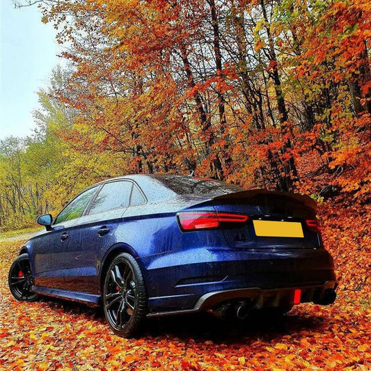 Carbon Fibre Rear Diffuser with LED for Audi 8V RS3 Saloon 17-20-Carbon Factory