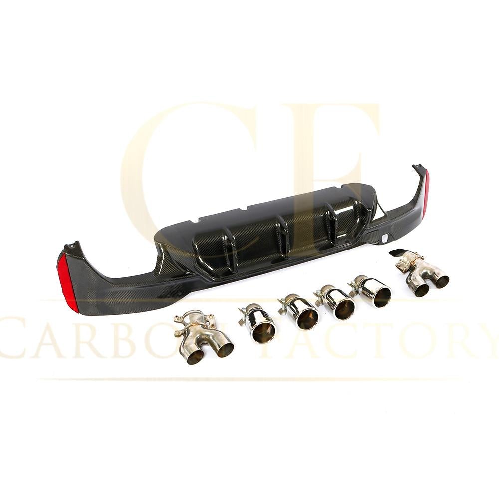 Carbon Fibre Rear Diffuser with Quad Exhaust Pipe for BMW G30 G31 5 Series M Sport 17-23-Carbon Factory