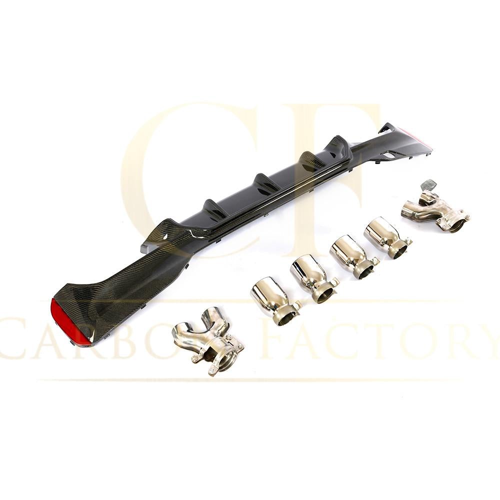 Carbon Fibre Rear Diffuser with Quad Exhaust Pipe for BMW G30 G31 5 Series M Sport 17-23-Carbon Factory