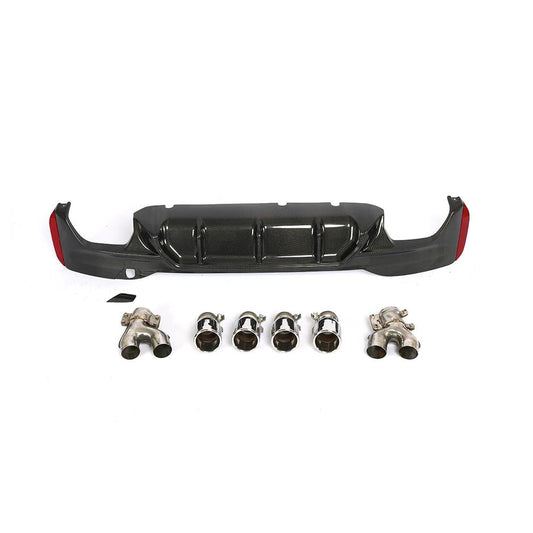 Carbon Fibre Rear Diffuser with Quad Exhaust Pipe for BMW G30 G31 5 Series M Sport 17-23-Carbon Factory