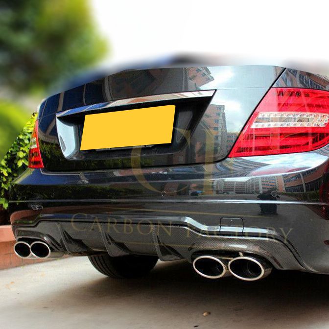 Carbon Fibre Small Fin Rear Diffuser for Mercedes Benz W204 C63 Facelift 12-14-Carbon Factory