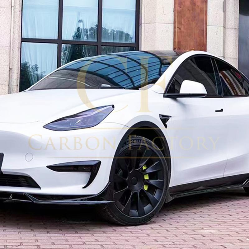 Competition Style Gloss Black Front Bumper Trims for Tesla Model Y 19-24-Carbon Factory