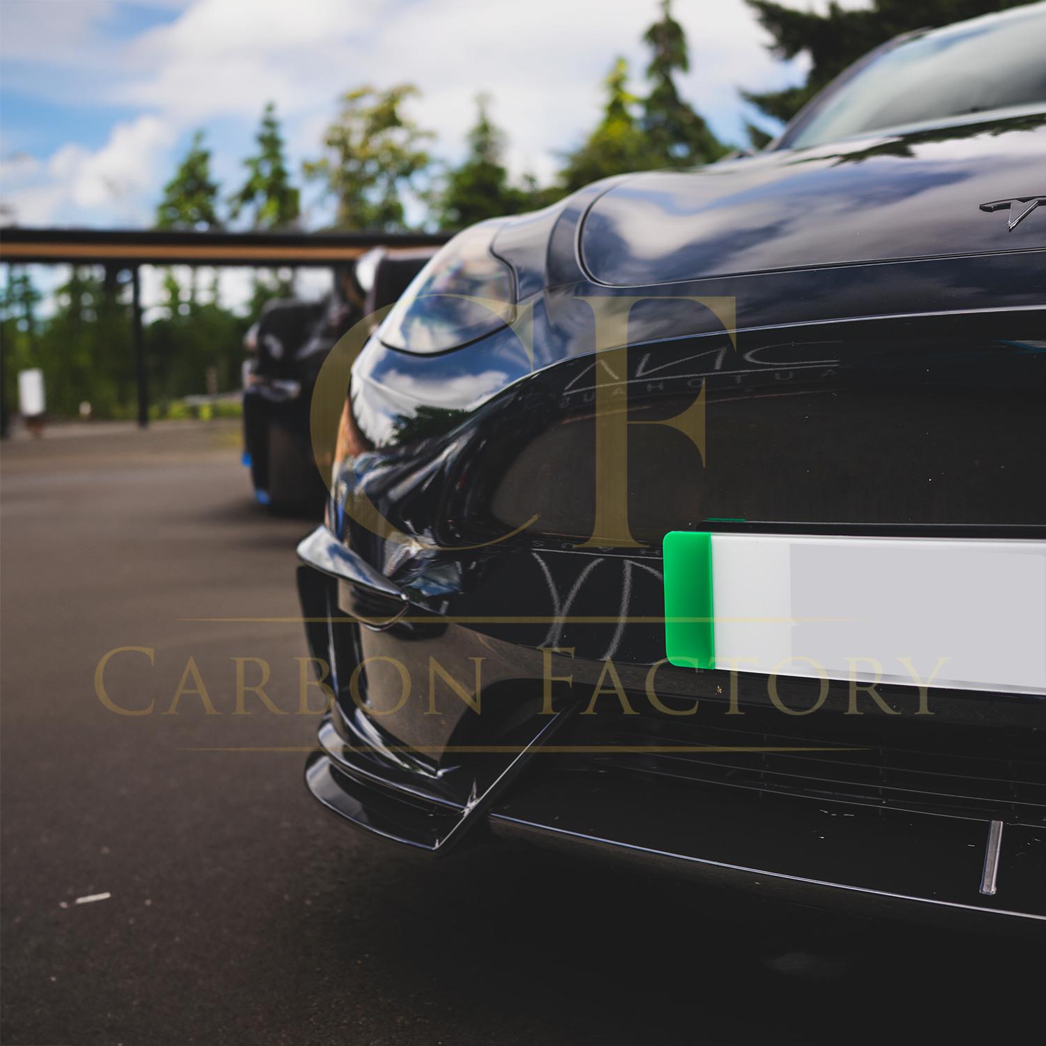 Competition Style Gloss Black Front Bumper Trims for Tesla Model Y 19-24-Carbon Factory
