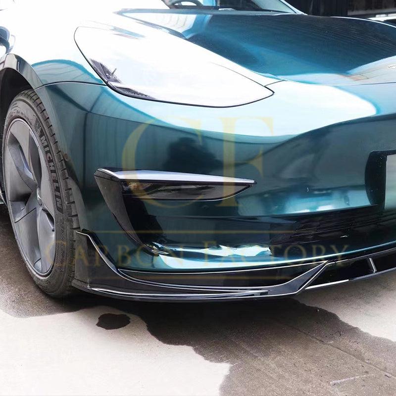 Competition Style Gloss Black Front Splitter for Tesla Model 3 16-23-Carbon Factory