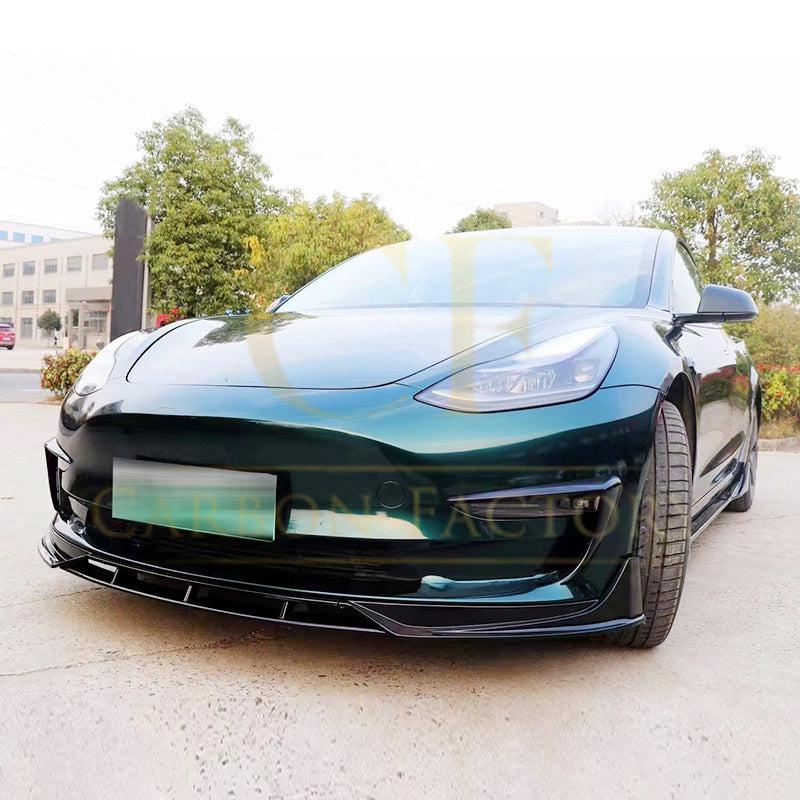 Competition Style Gloss Black Front Splitter for Tesla Model 3 16-23-Carbon Factory