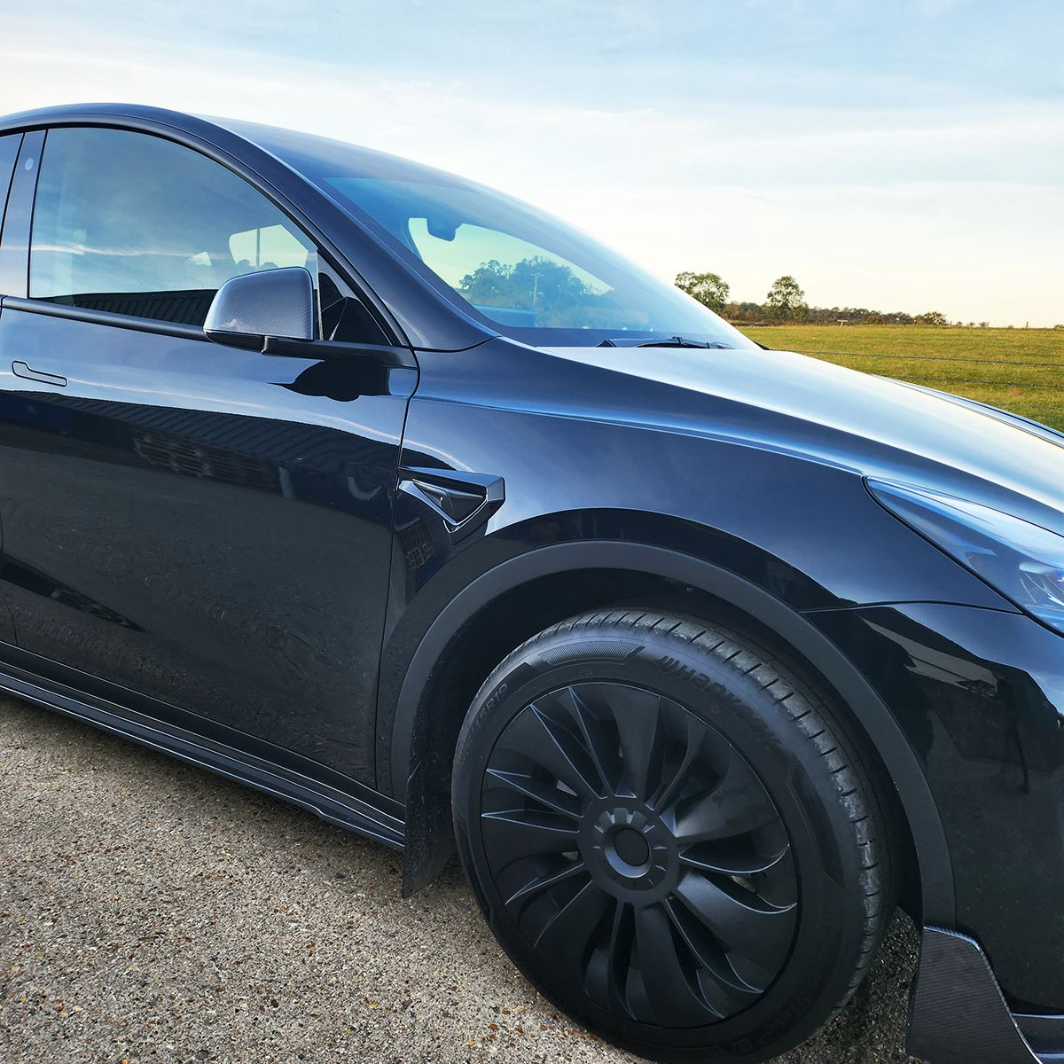Competition Style Gloss Black Side Fender Trims for Tesla Model Y 19-24-Carbon Factory