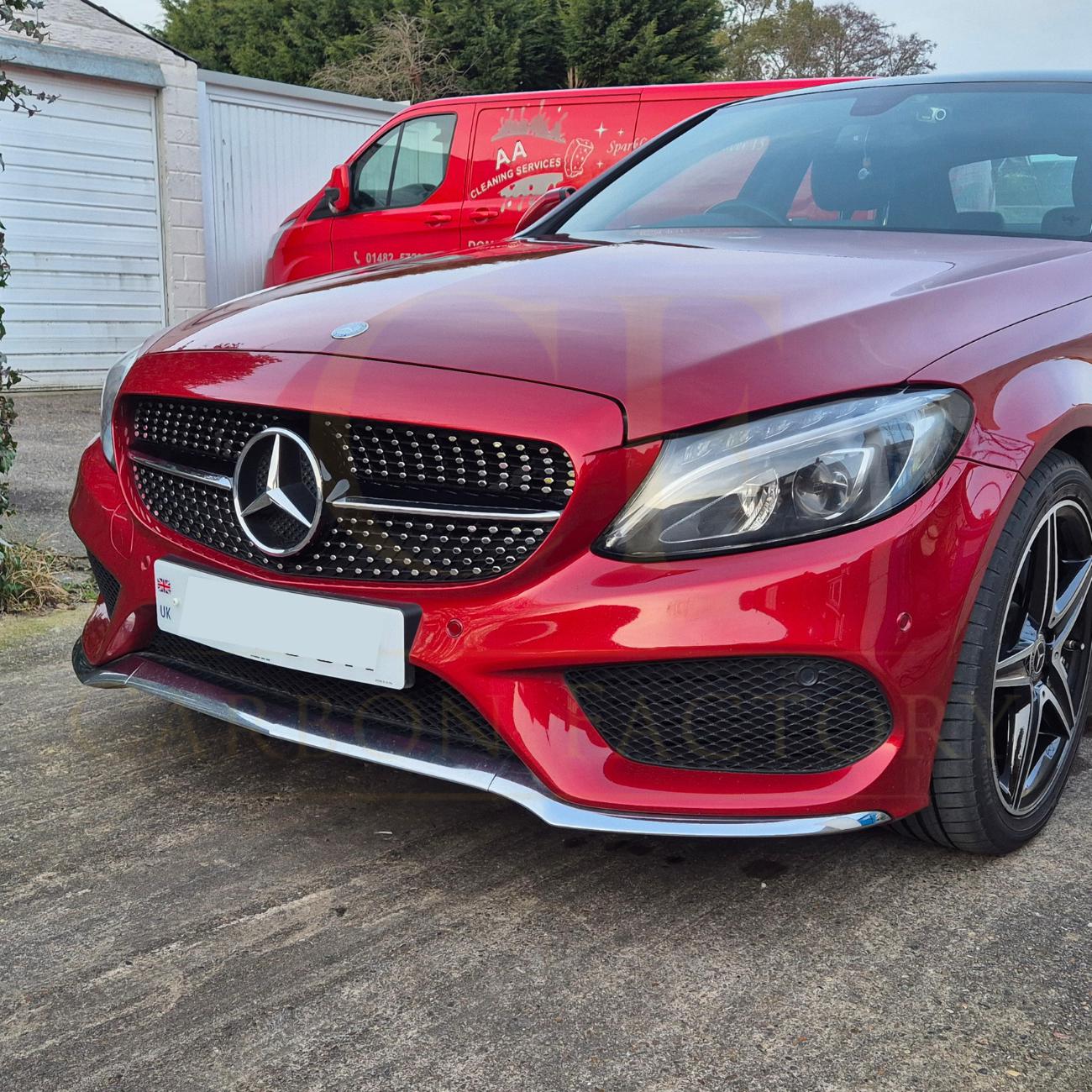 Diamond Style Front Grille for Mercedes Benz W205 C Class 14-18-Carbon Factory