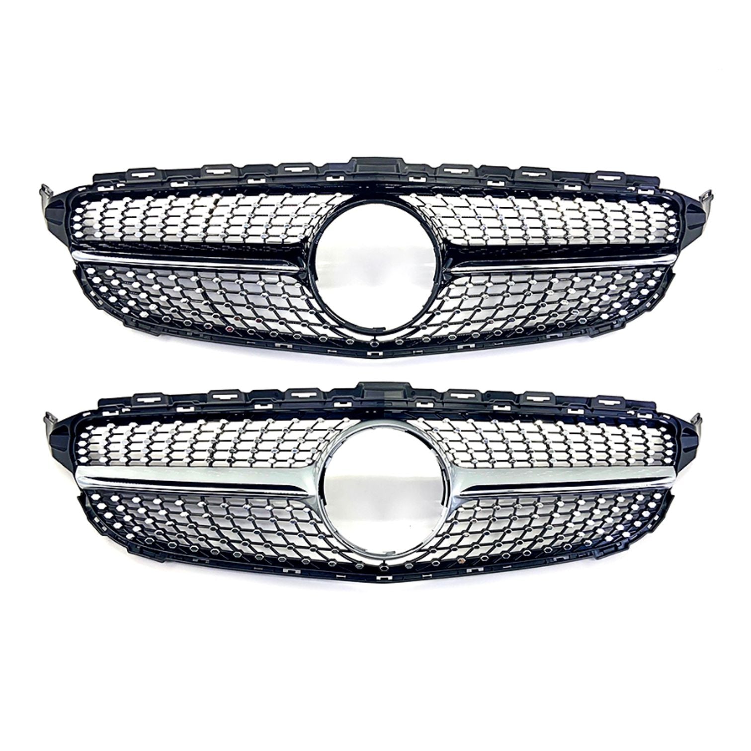 Diamond Style Front Grille for Mercedes Benz W205 C Class 14-18-Carbon Factory