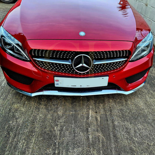 Diamond Style Front Grille for Mercedes Benz W205 C Class 14-18-Carbon Factory
