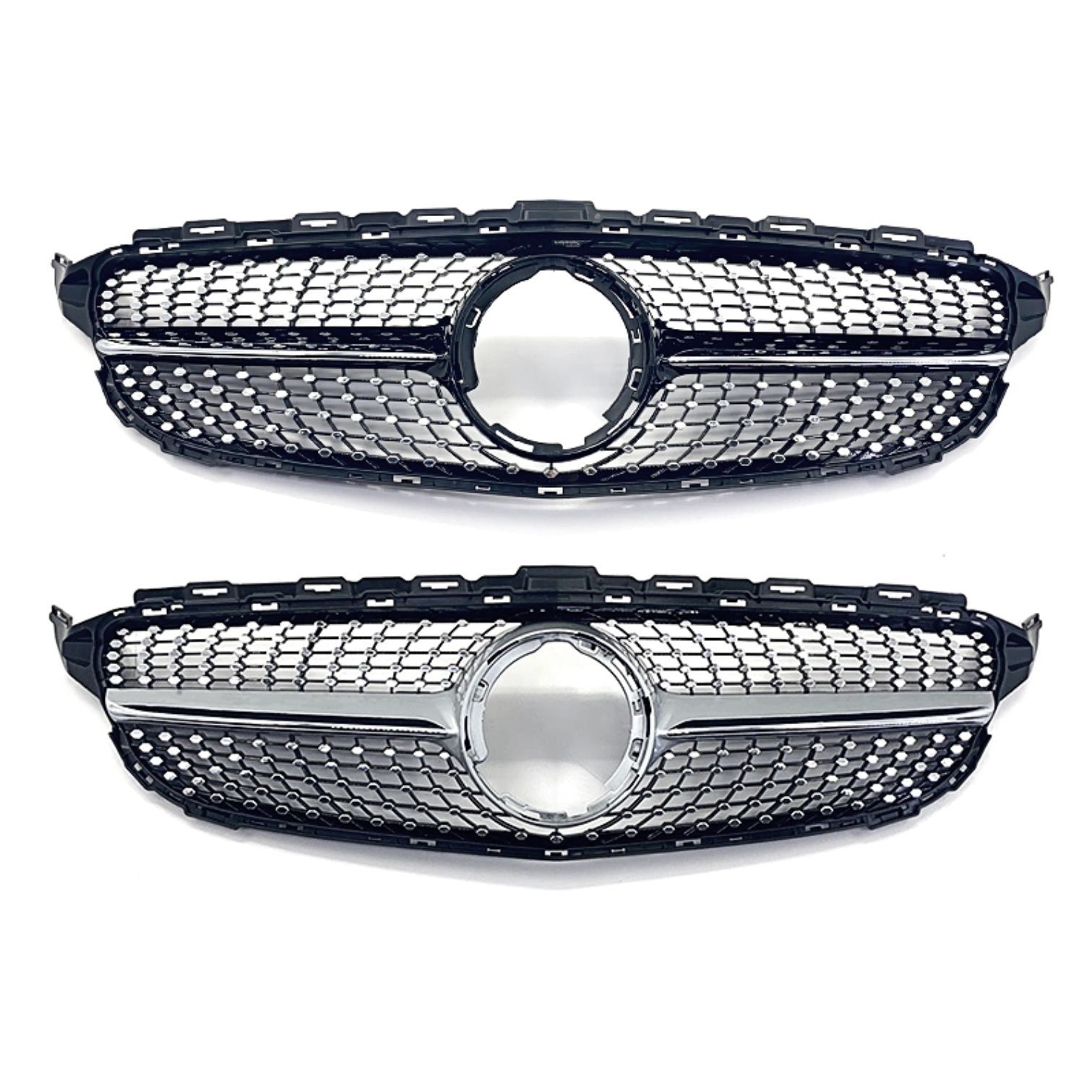 Diamond Style Front Grille for Mercedes Benz W205 C Class 19-22-Carbon Factory