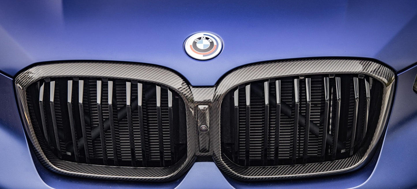 Double Slat Pre-Preg Carbon Fibre Front Grille for BMW F97 X3M F98 X4M LCI 22-24-Carbon Factory