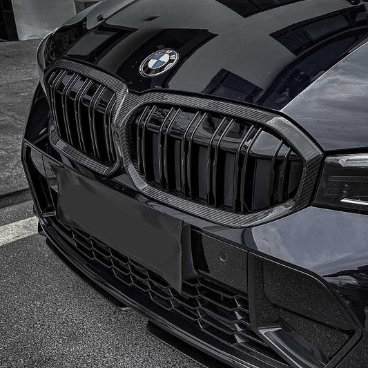 Double Slat Pre-Preg Carbon Fibre Front Grille for BMW G20 G28 3 Series LCI 22-24-Carbon Factory