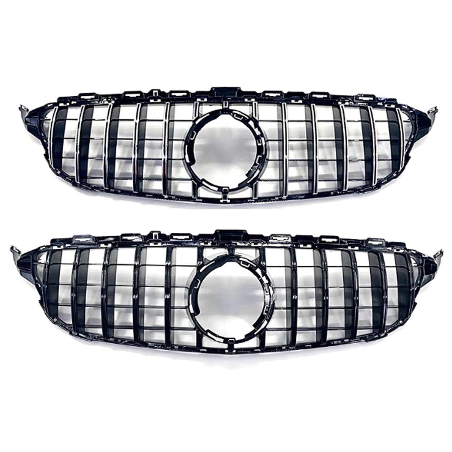 GT Style Silver Front Grille for Mercedes Benz W205 C Class 19-21-Carbon Factory