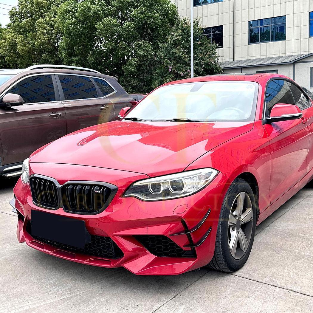 Gloss Black Front Bumper Canards for BMW F87 M2 OG 14-20-Carbon Factory
