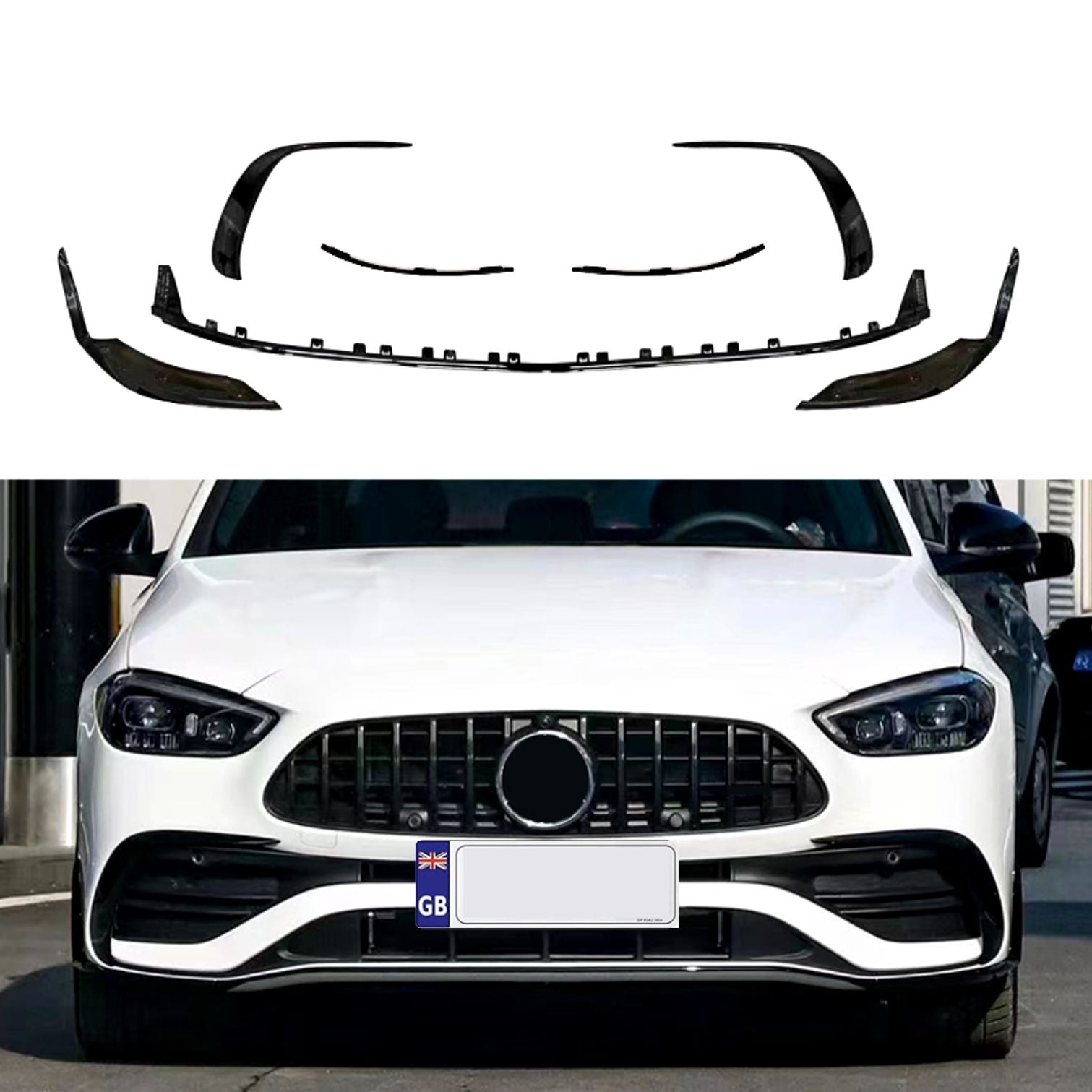 Gloss Black Front Splitter Set for Mercedes Benz W206 C Class 22-Present-Carbon Factory
