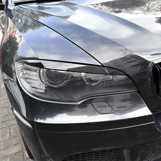 Gloss Black Headlight Trims for BMW E71 X6 08-14-Carbon Factory