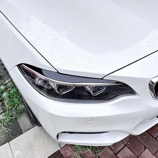 Gloss Black Headlight Trims for BMW F22 F23 2 Series F87 M2 14-20-Carbon Factory
