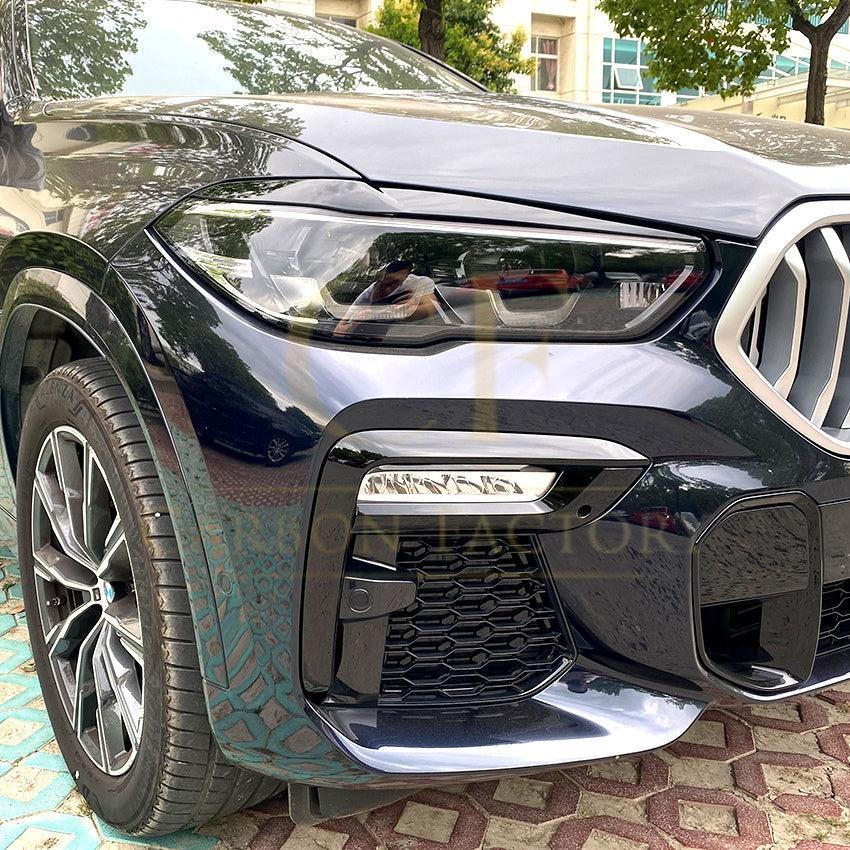 Gloss Black Headlight Trims for BMW G05 X5 G06 X6 19-25-Carbon Factory