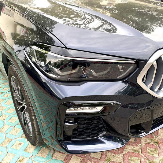 Gloss Black Headlight Trims for BMW G05 X5 G06 X6 19-25-Carbon Factory