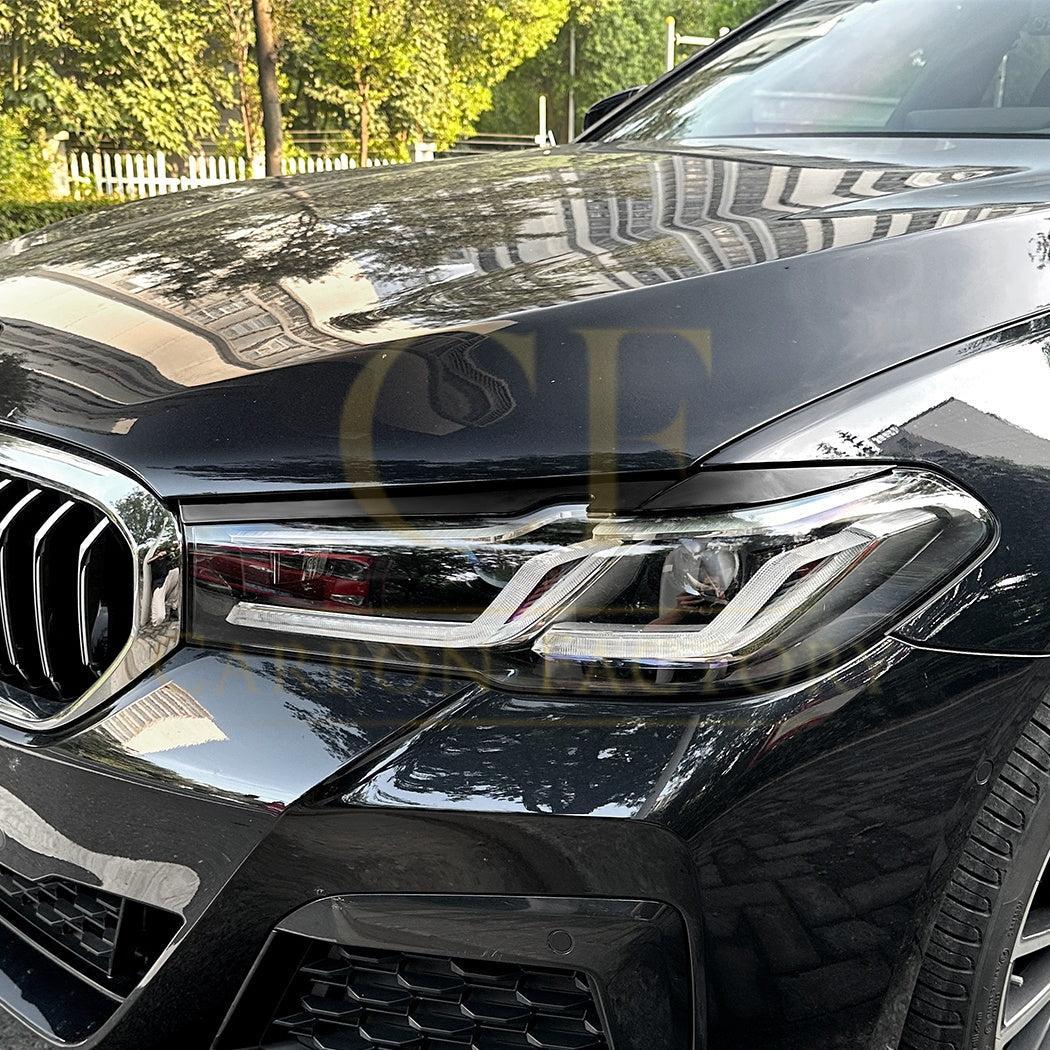 Gloss Black Headlight Trims for BMW G30 G31 LCI 5 Series 21-23-Carbon Factory
