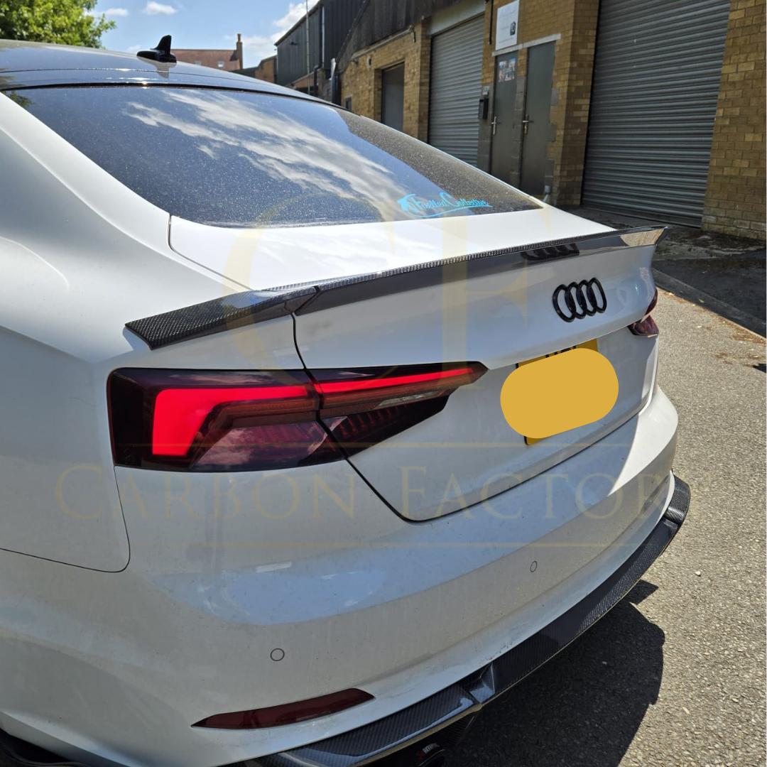 H Style Carbon Fibre Boot Spoiler for Audi B9 A5 S5 RS5 4 Door 17-24-Carbon Factory