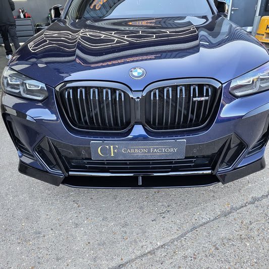 AC Style Gloss Black Front Splitter for BMW G01 X3 IX3 G02 X4 LCI 22-24