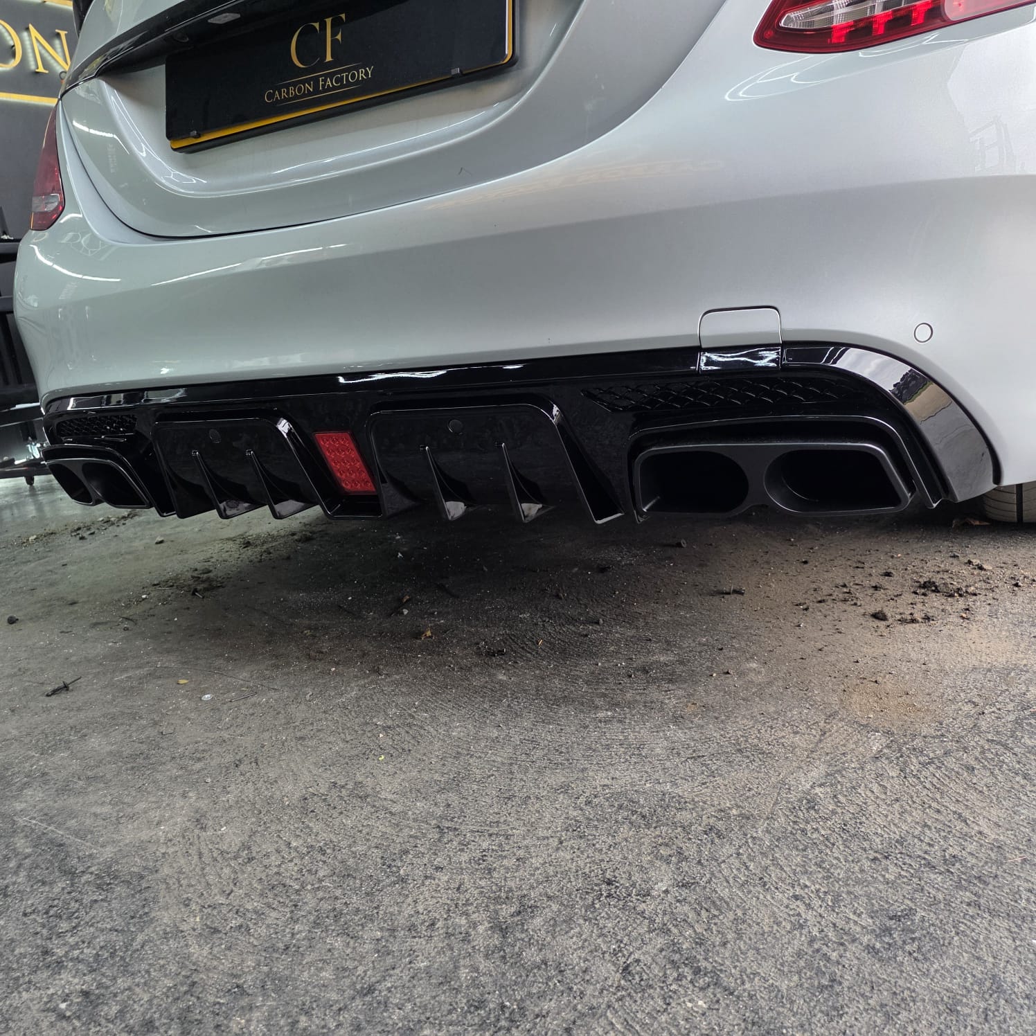 Brabus Style Gloss Black Rear Diffuser & Exhaust Tips for Mercedes Benz W205 C Class & C63 Saloon 15-21 - Carbon Factory