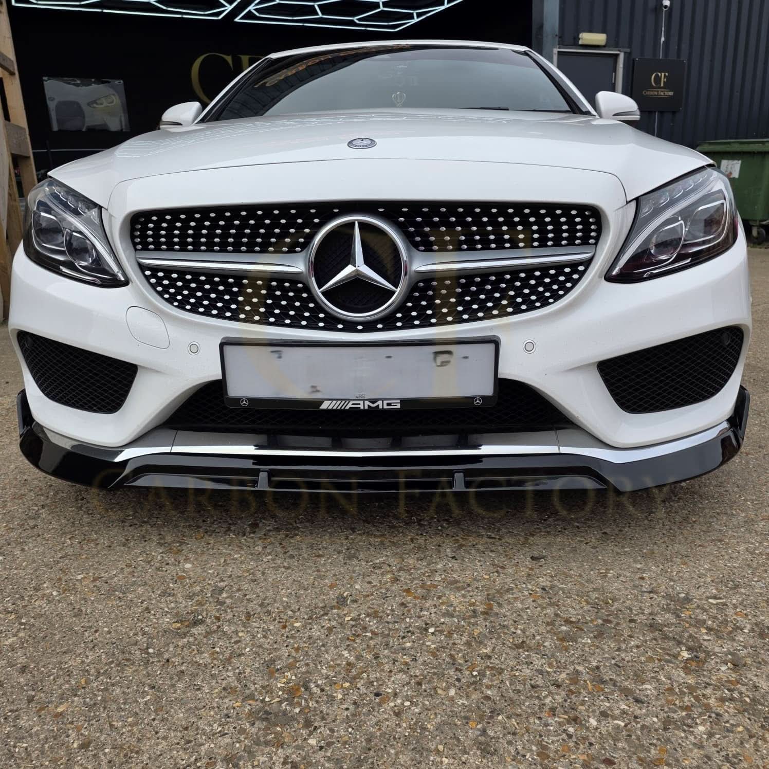 Brabus 2 Style Gloss Black Front Splitter for Mercedes Benz W205 C Class 15-18 - Carbon Factory