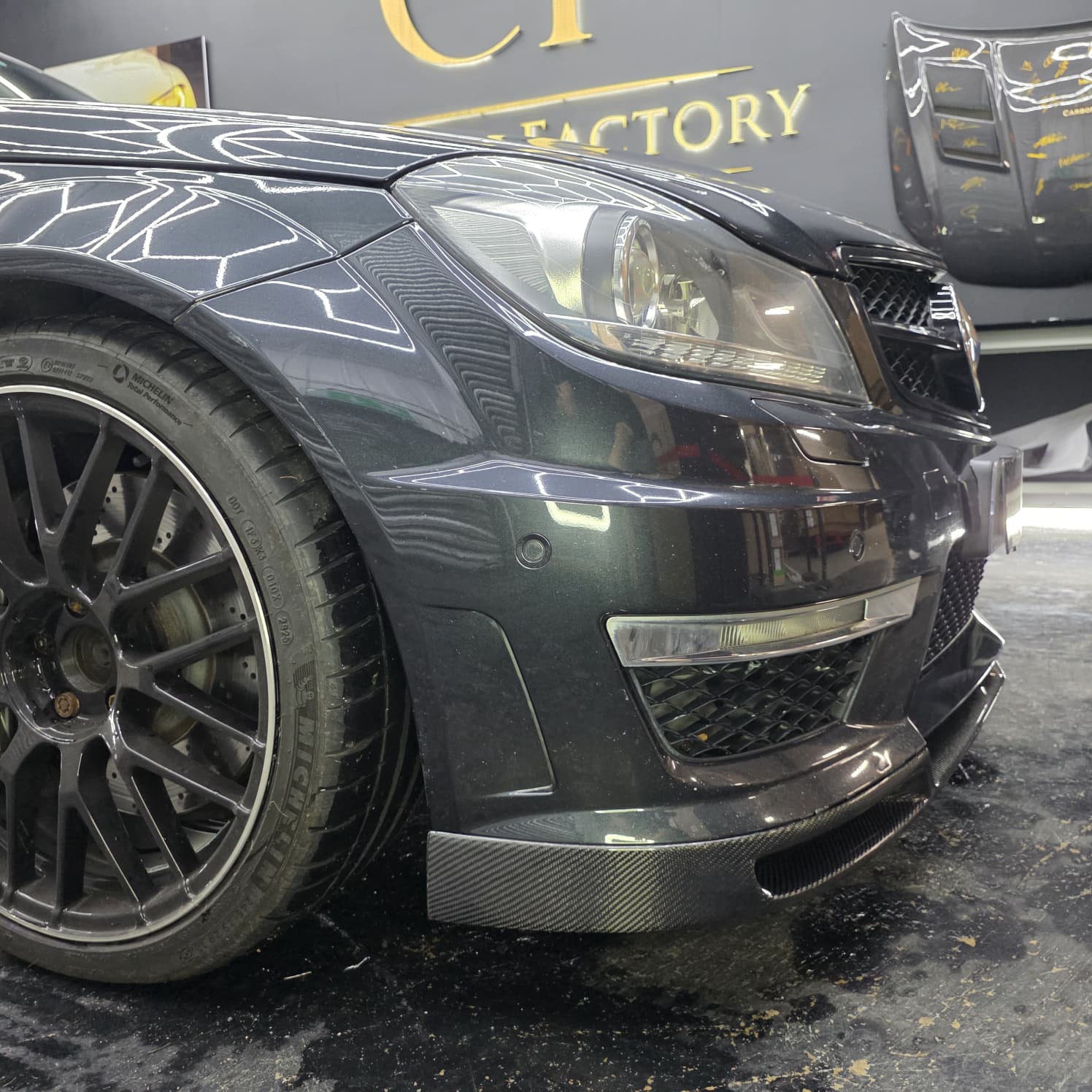 AMG Style Carbon Fibre Front Splitter for Mercedes Benz W204 C63 Facelift 12-14 - Carbon Factory