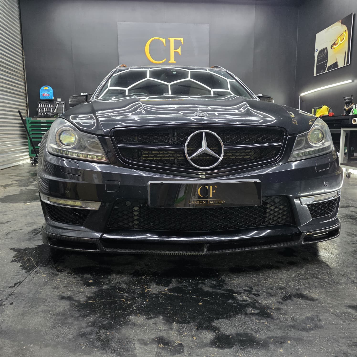 AMG Style Carbon Fibre Front Splitter for Mercedes Benz W204 C63 Facelift 12-14 - Carbon Factory