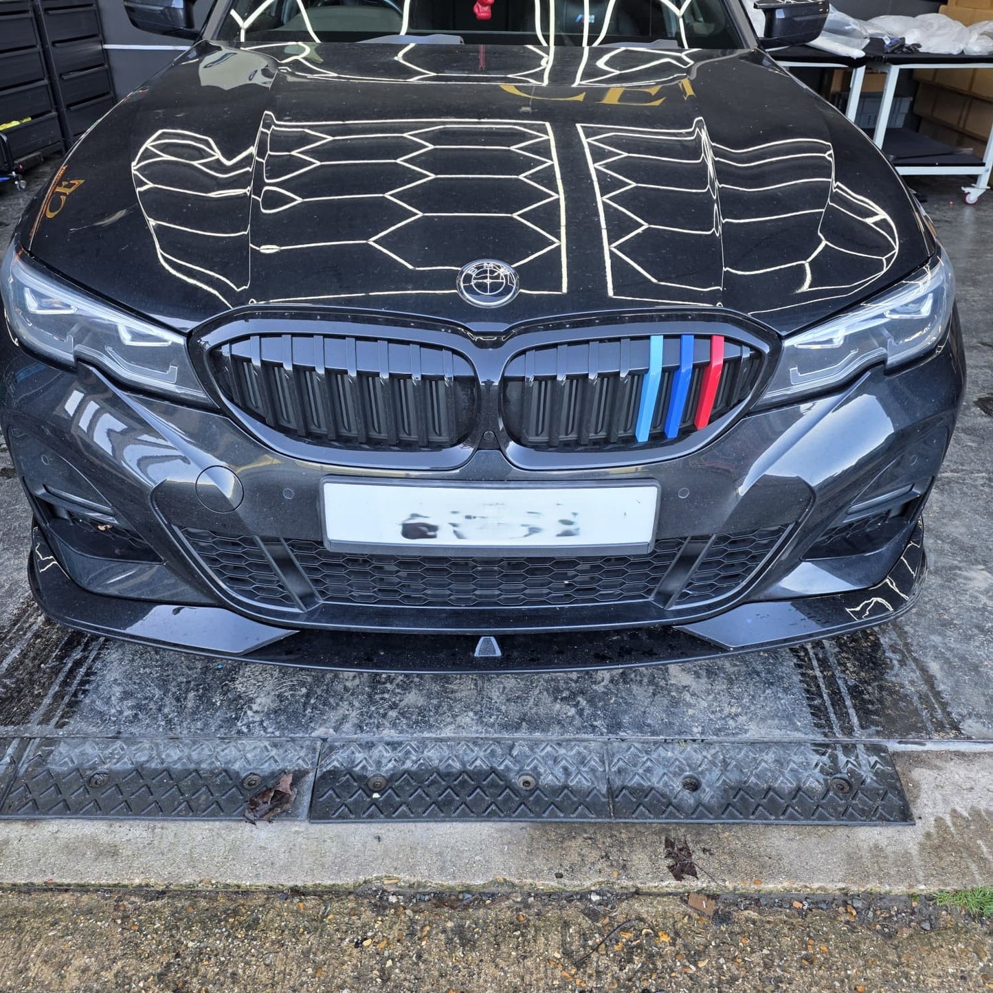 AC Style Gloss Black Front Splitter for BMW 3 Series G20 G21 Pre-LCI 19-22