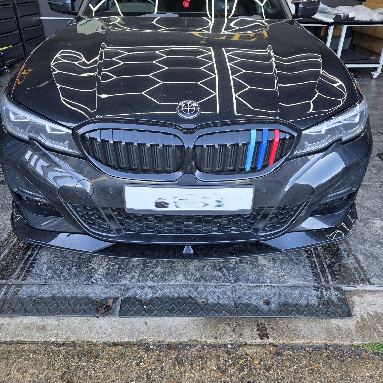 AC Style Gloss Black Front Splitter for BMW 3 Series G20 G21 Pre-LCI 19-22 - Carbon Factory