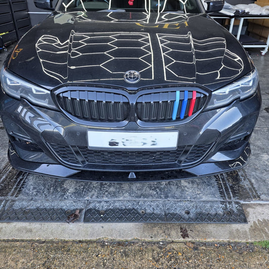 AC Style Gloss Black Front Splitter for BMW 3 Series G20 G21 Pre-LCI 19-22