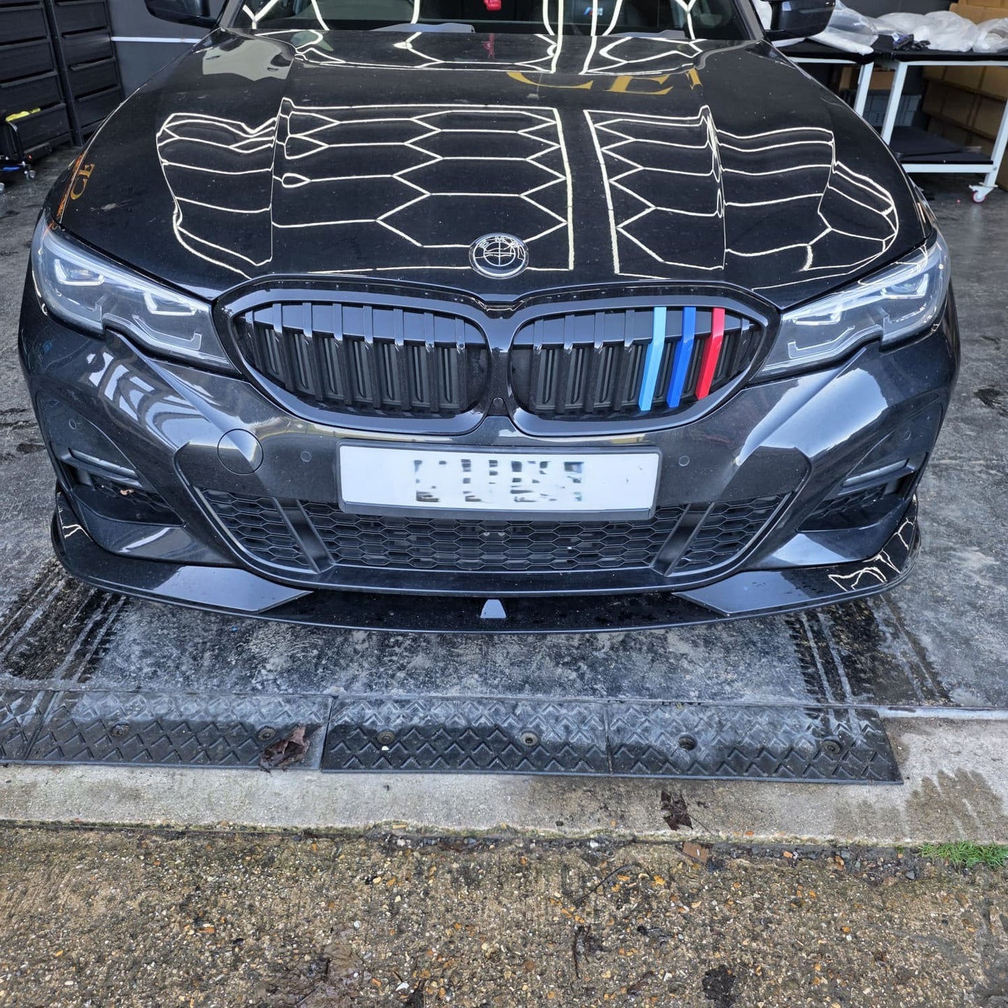 AC Style Gloss Black Front Splitter for BMW 3 Series G20 G21 Pre-LCI 19-22