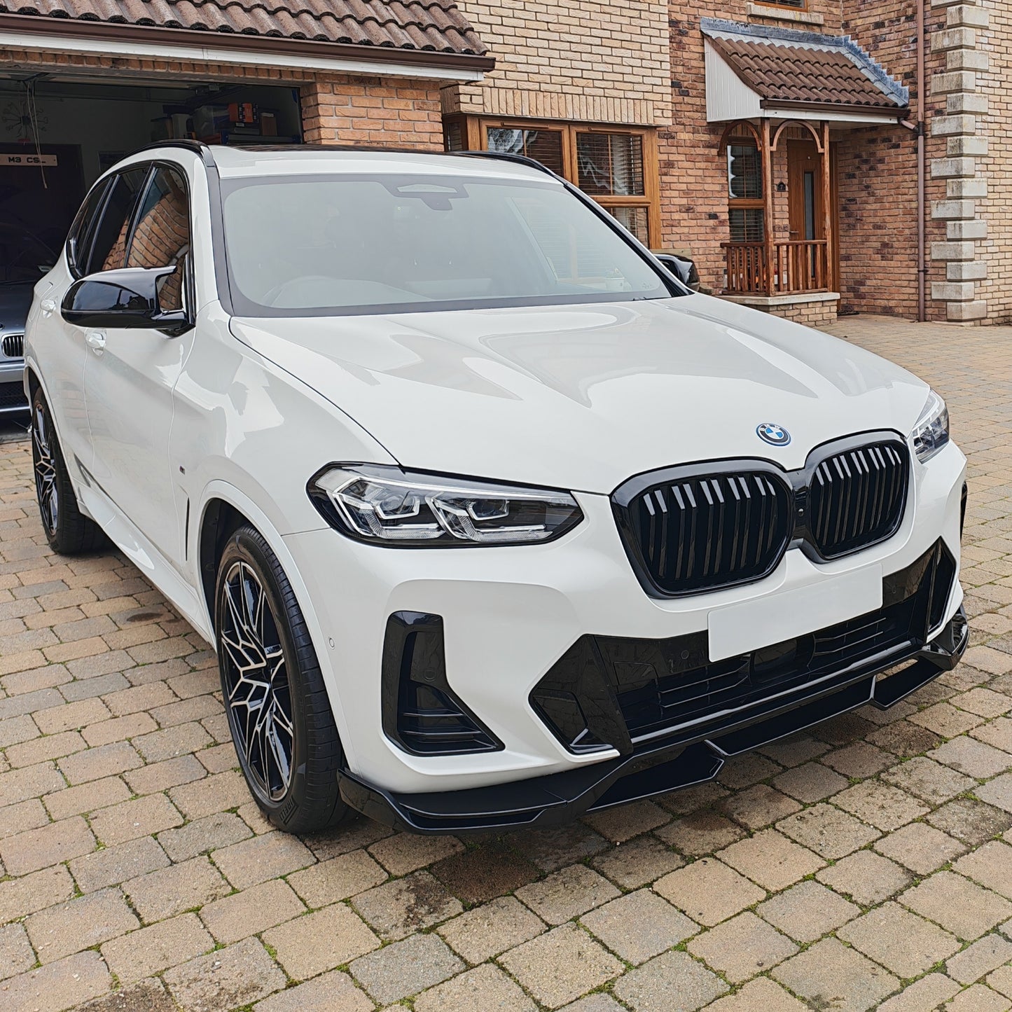 V Style Gloss Black Front Splitter for BMW G01 X3 IX3 G02 X4 LCI 22-24