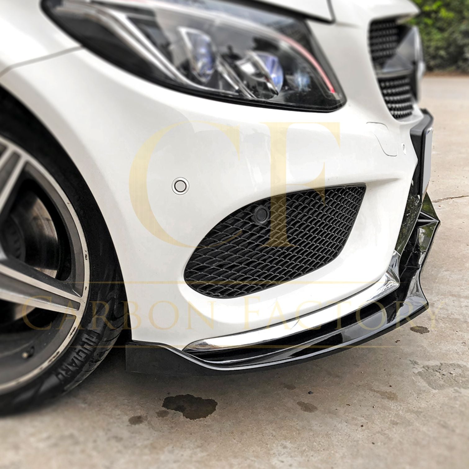 J Style Gloss Black Front Splitter for Mercedes Benz W205 C Class 15-18-Carbon Factory