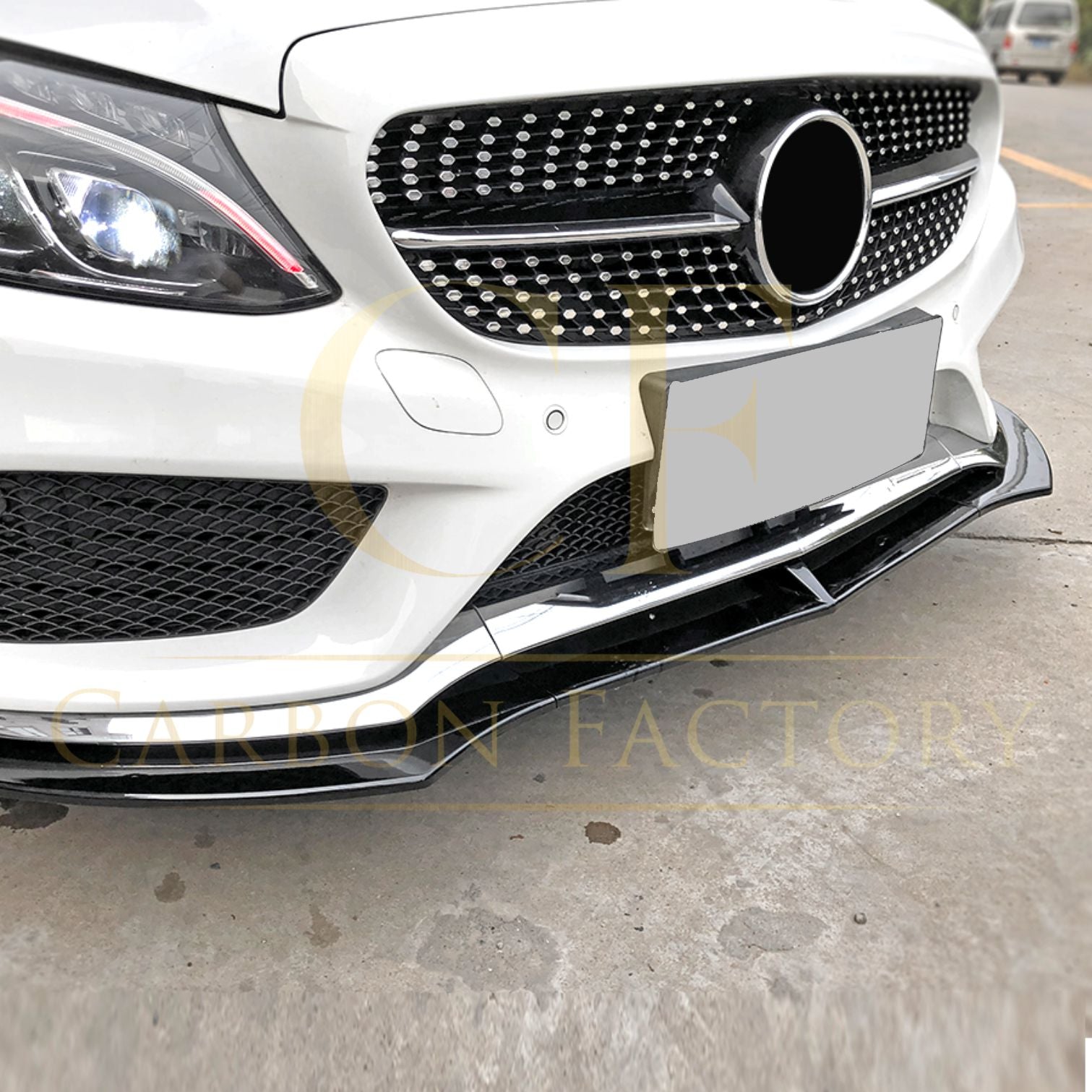 J Style Gloss Black Front Splitter for Mercedes Benz W205 C Class 15-18-Carbon Factory
