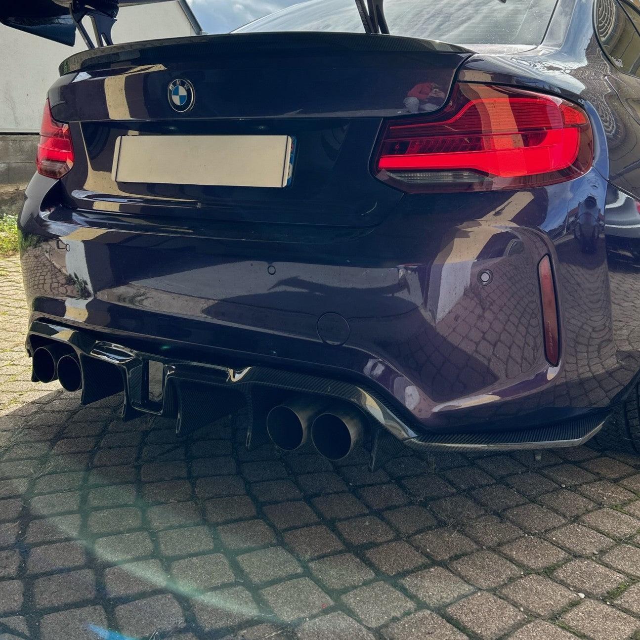LED Style Carbon Fibre Rear Diffuser for BMW F87 F87C M2 16-21-Carbon Factory