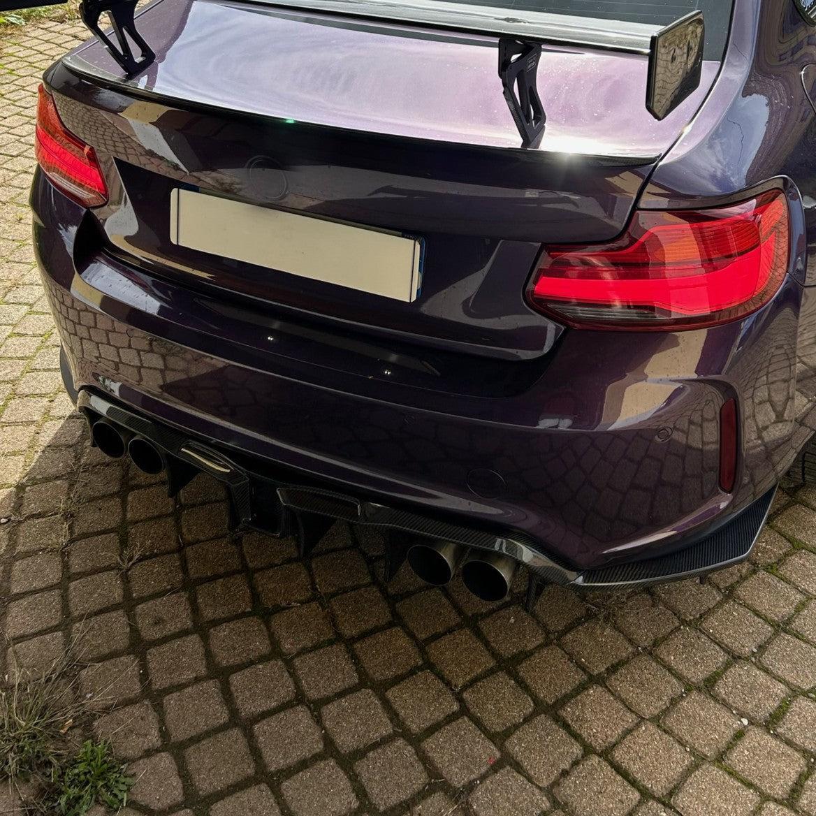 LED Style Carbon Fibre Rear Diffuser for BMW F87 F87C M2 16-21-Carbon Factory