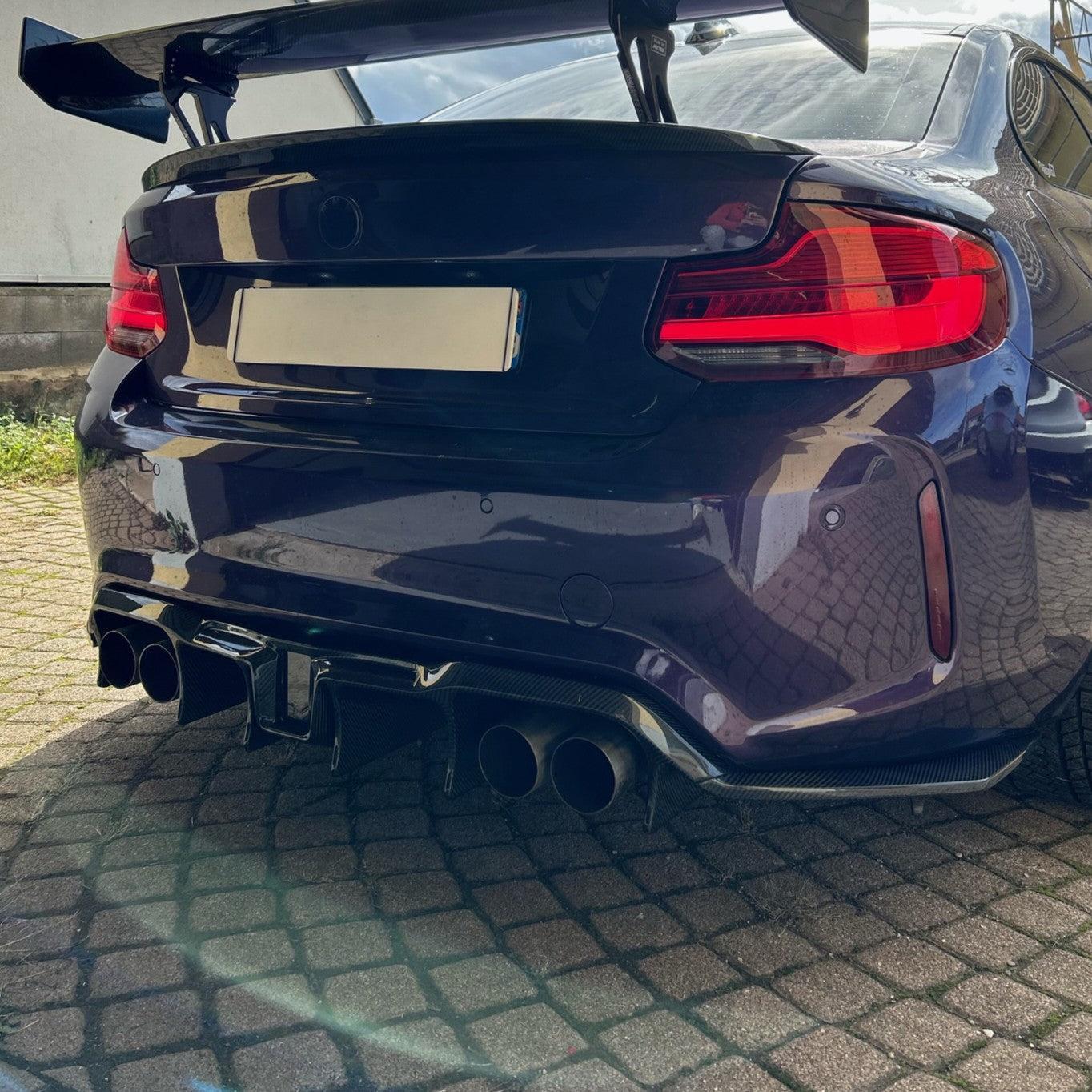 LED Style Carbon Fibre Rear Diffuser for BMW F87 F87C M2 16-21-Carbon Factory