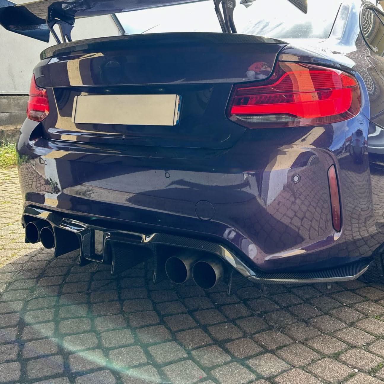 LED Style Carbon Fibre Rear Diffuser for BMW F87 F87C M2 16-21 - Carbon Factory