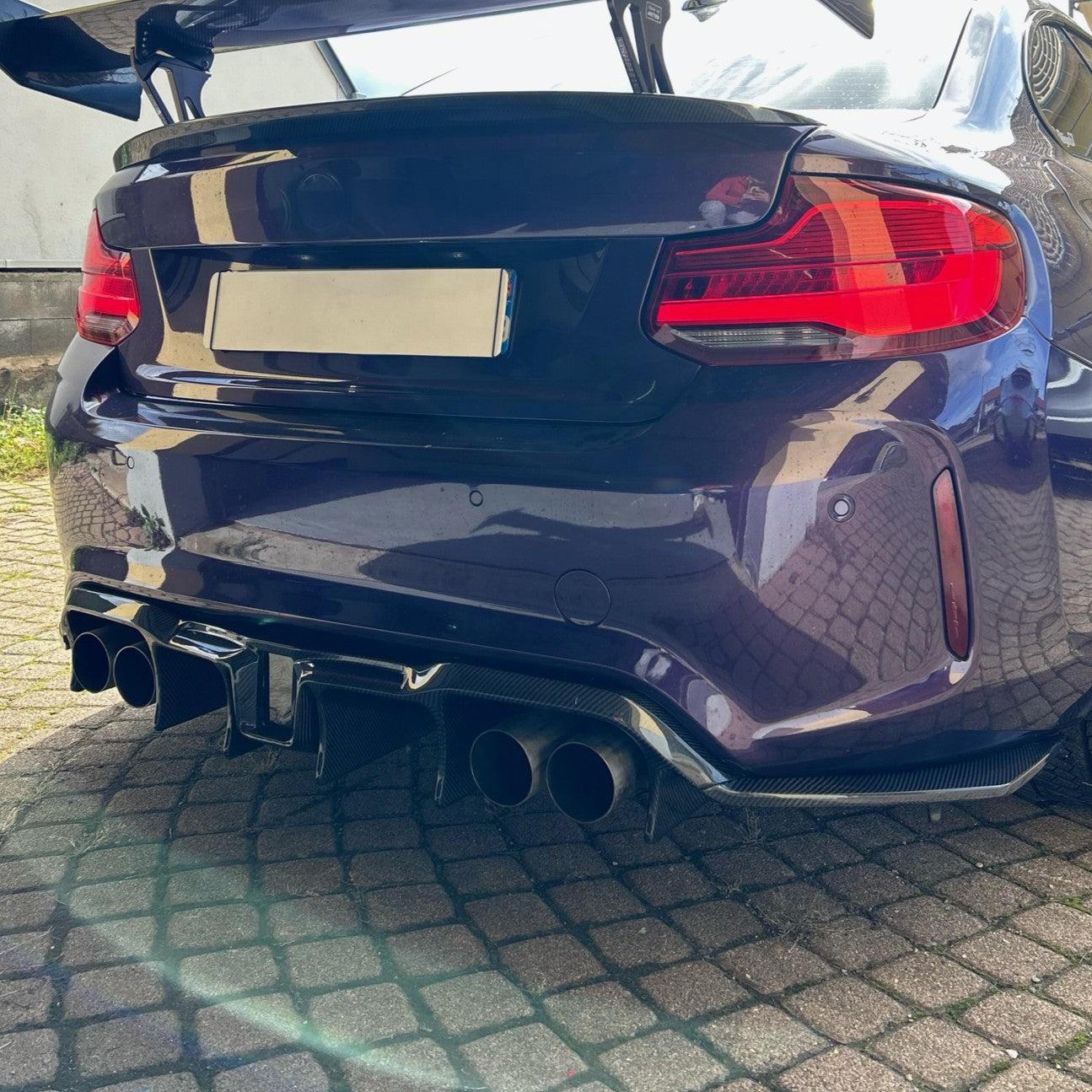LED Style Carbon Fibre Rear Diffuser for BMW F87 F87C M2 16-21-Carbon Factory