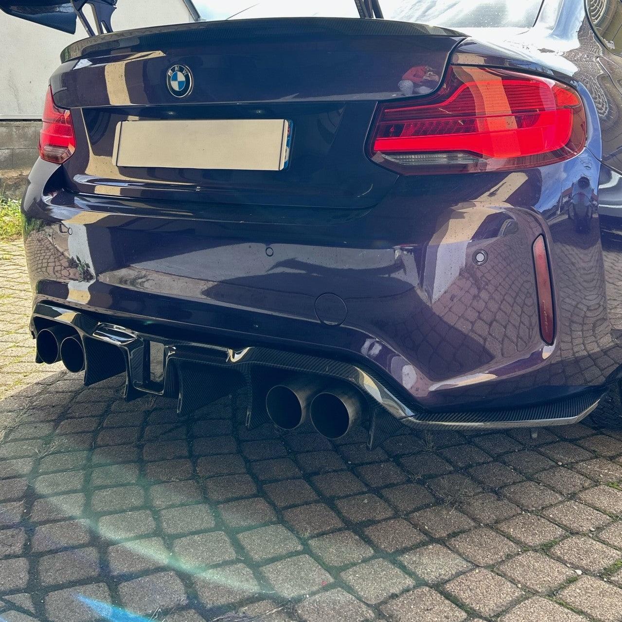 LED Style Carbon Fibre Rear Diffuser for BMW F87 F87C M2 16-21-Carbon Factory