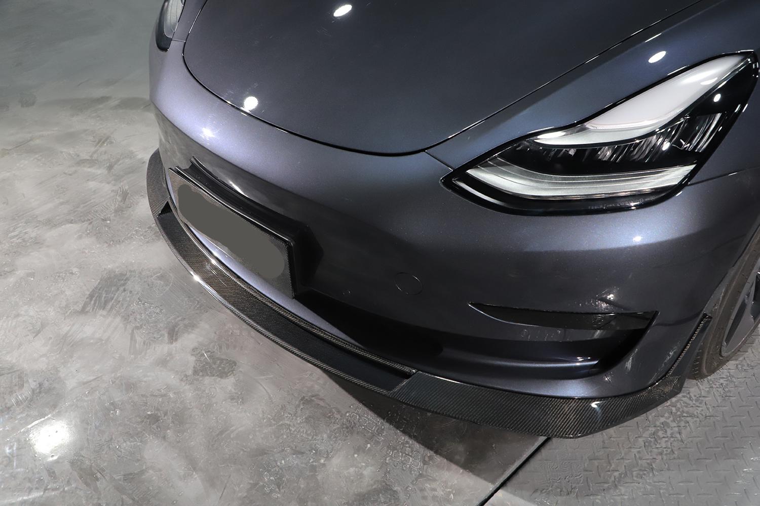 MAD Style Carbon Fibre Front Splitter for Tesla Model 3 16-23-Carbon Factory