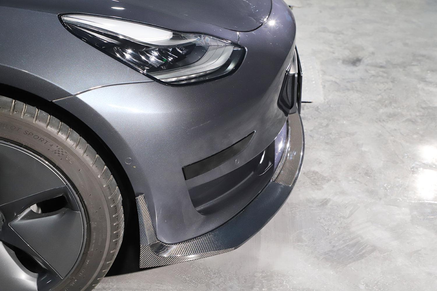 MAD Style Carbon Fibre Front Splitter for Tesla Model 3 16-23-Carbon Factory