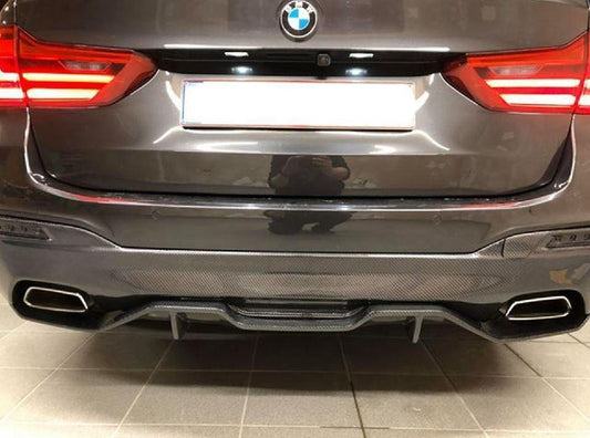 MP Style Carbon Fibre Rear Diffuser 2 Pieces for BMW G30 G31 5 Series M Sport 17-23-Carbon Factory