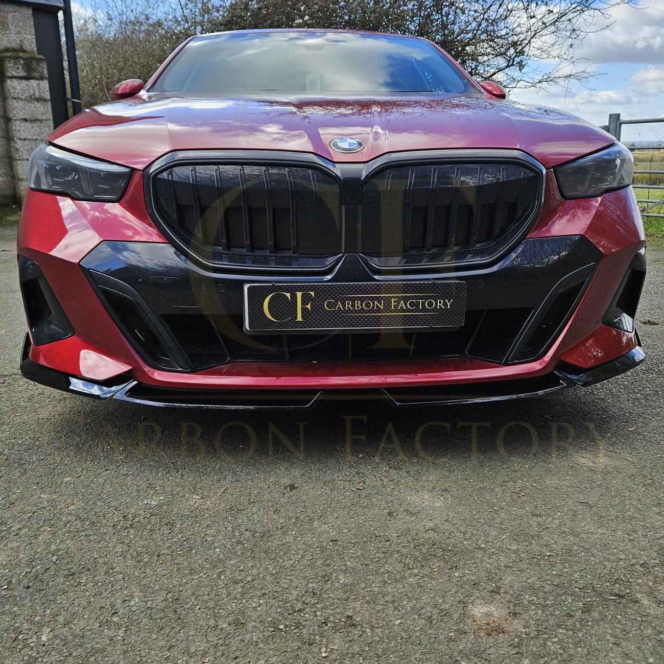 MP Style Gloss Black Front Splitter 4 Pieces for BMW G60 5 Series 24-Present-Carbon Factory