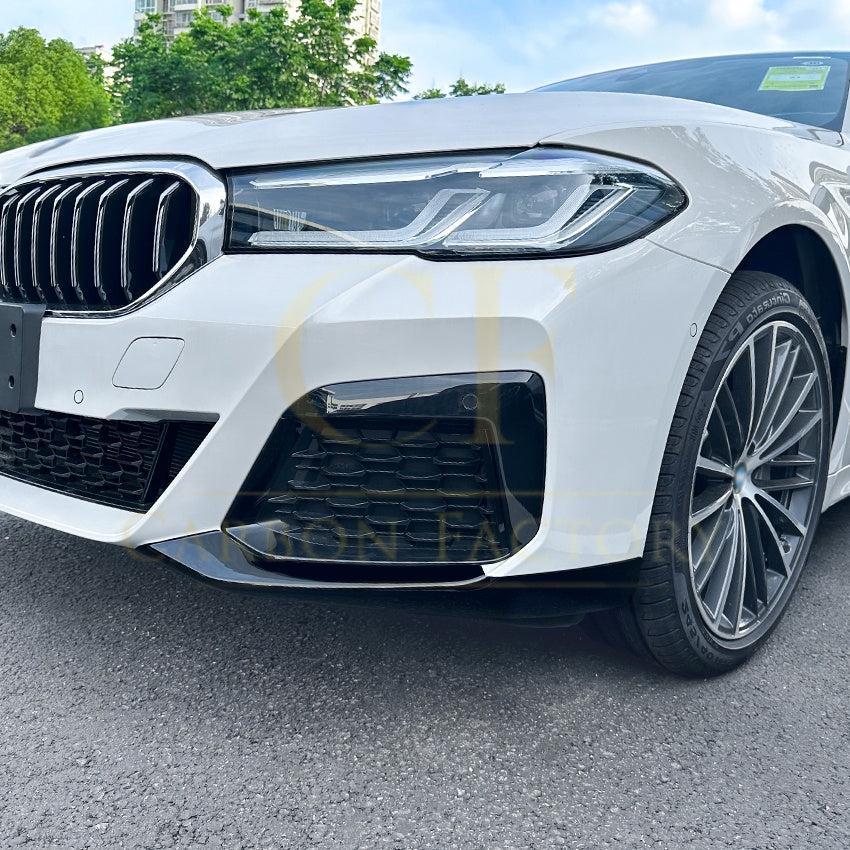 MP Style Gloss Black Front Splitter Upper Pieces for BMW G30 5 Series LCI 21-24-Carbon Factory