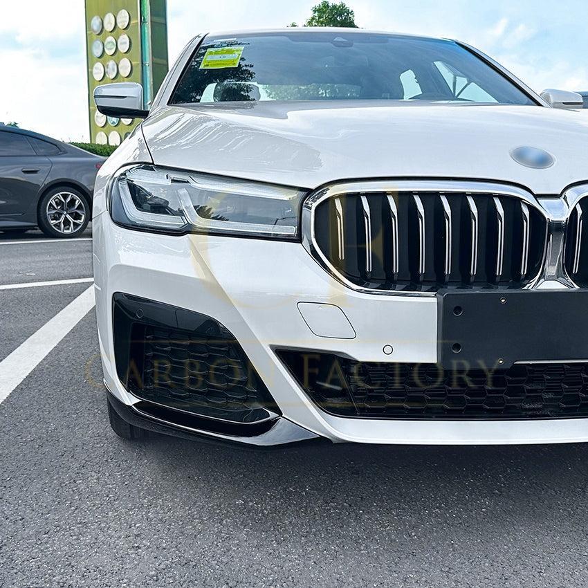MP Style Gloss Black Front Splitter Upper Pieces for BMW G30 5 Series LCI 21-24-Carbon Factory