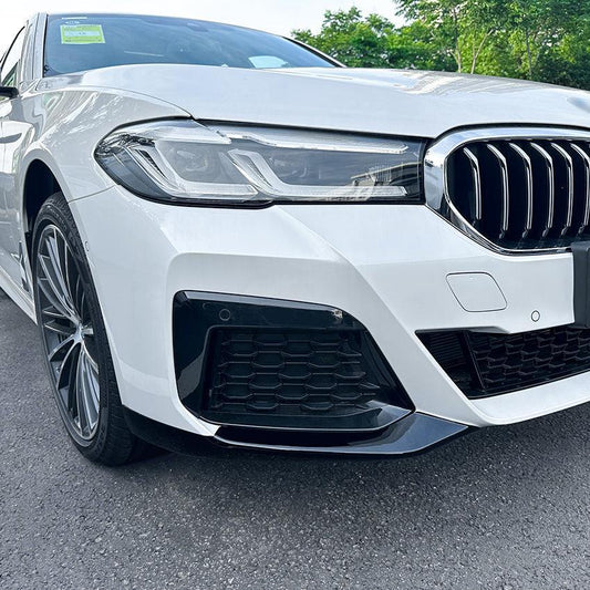 MP Style Gloss Black Front Splitter Upper Pieces for BMW G30 5 Series LCI 21-24-Carbon Factory
